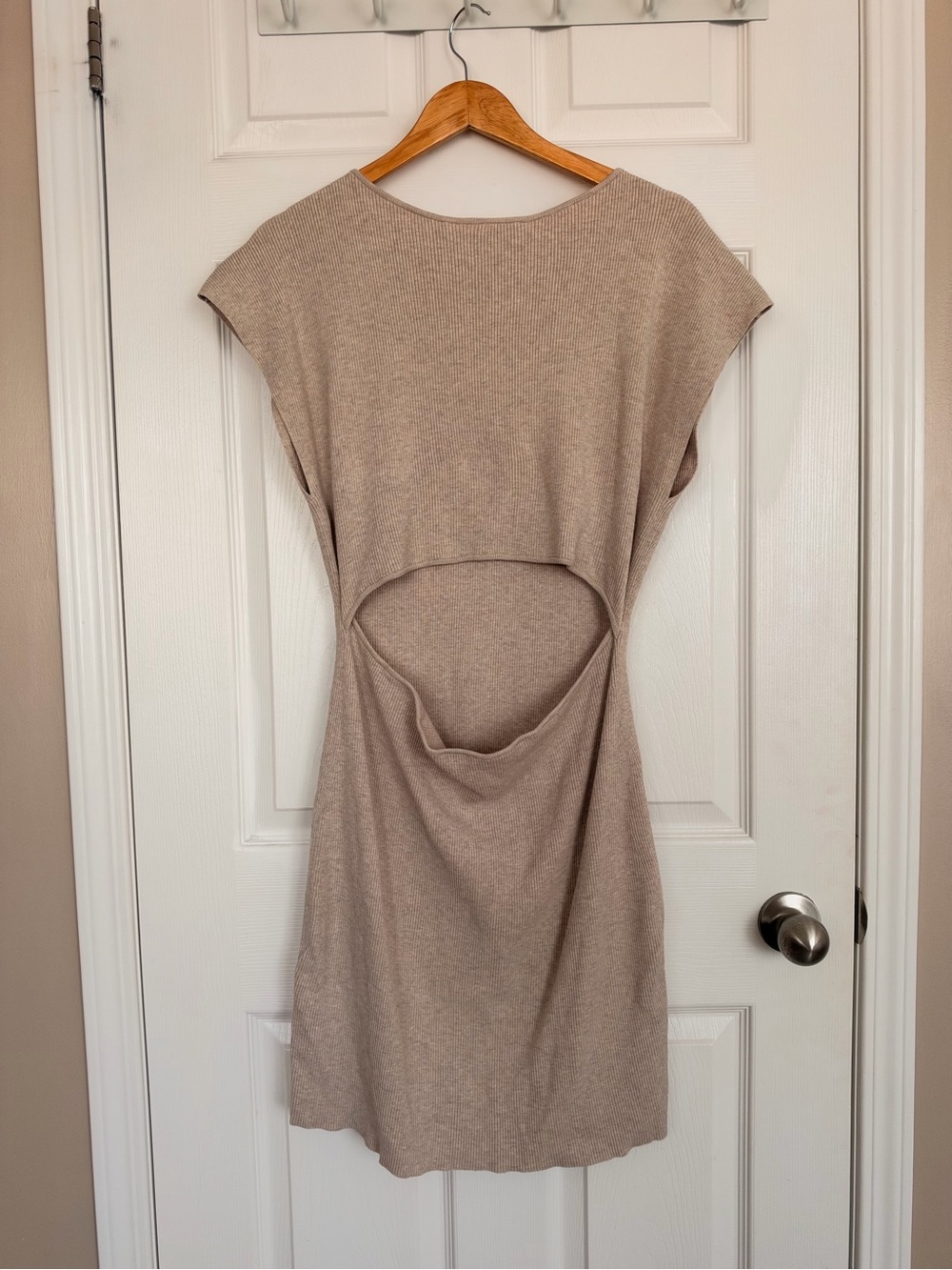 Wilfred Free (Aritzia) Taupe Knit Front Cutout Dress